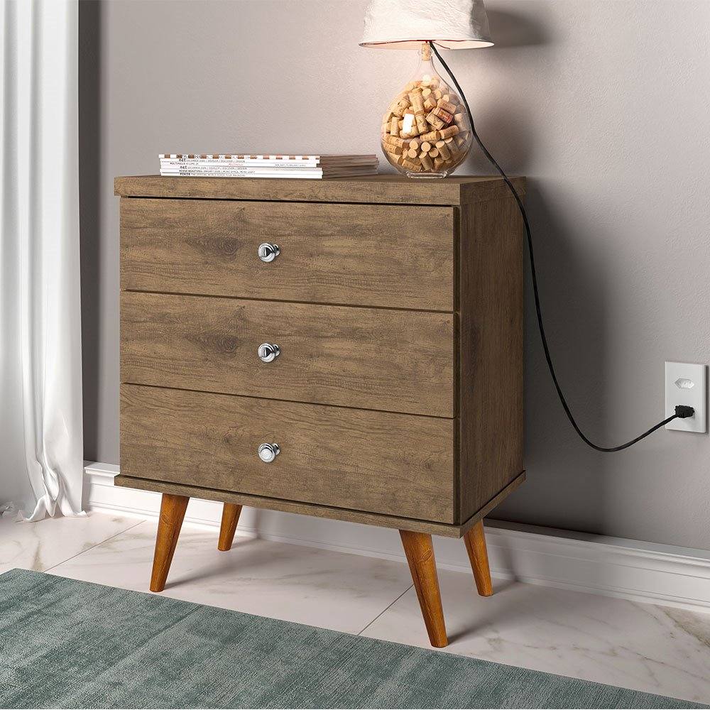 Mesa de Cabeceira 03 Gavetas Status Jequitibá